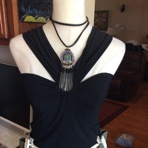 CATO Black, Silver and Gold Long Necklace, NWT